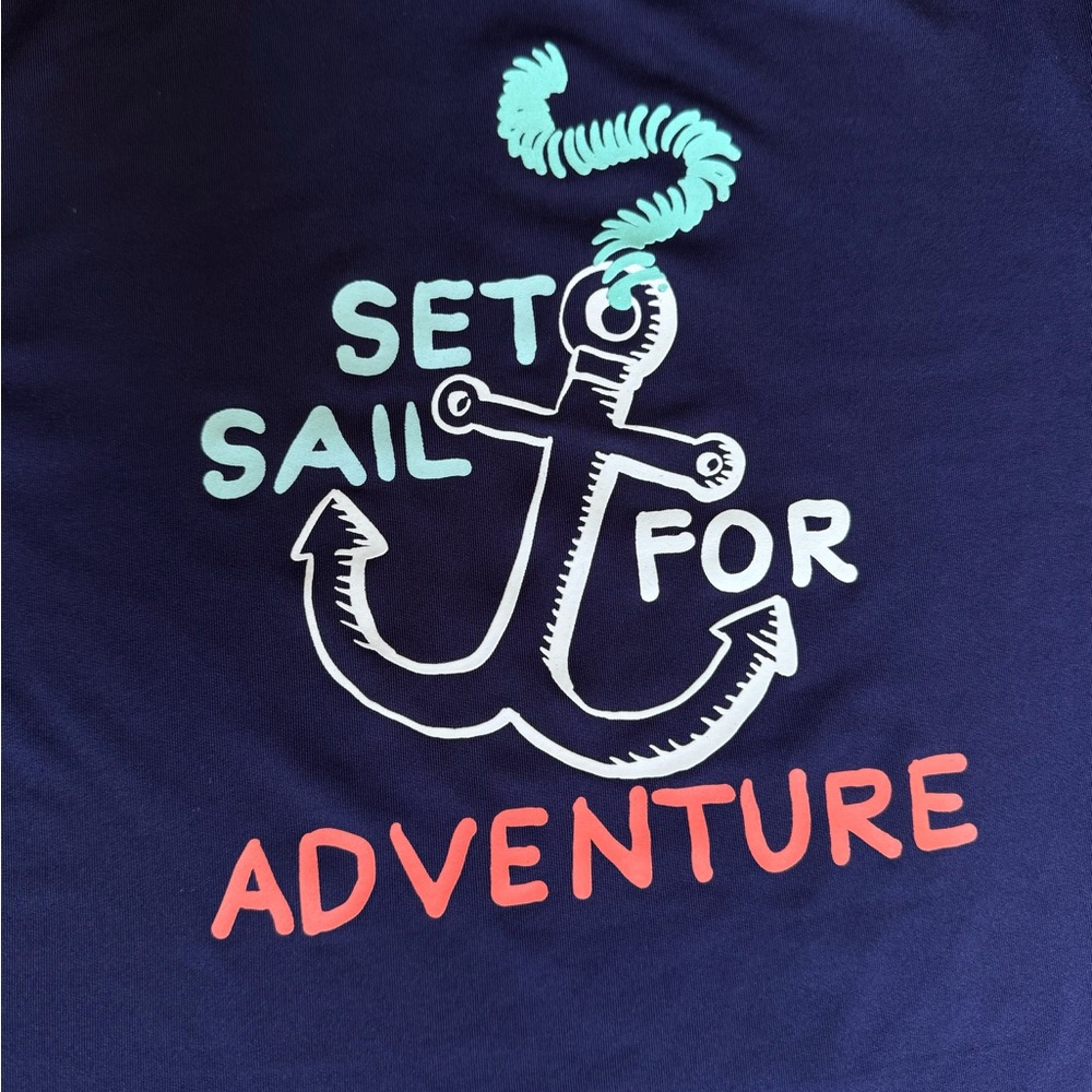 Cat & Jack Kids Navy Blue Adventure Swim Shirt UPF 50+ Size L 12/14 - Picture 3 of 4